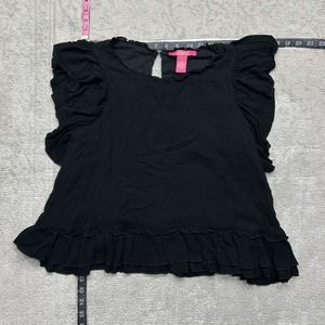 Catherine Blouse Women's Medium Black Cowl Sleeveless Crew Neck Top